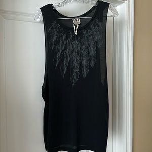 Haute Hippie feather print sleeveless shirt
